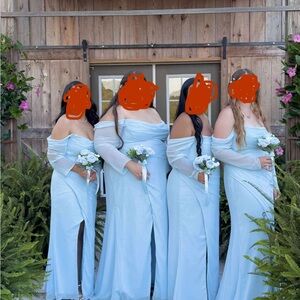 Elegant Light Blue Off-Shoulder Dress